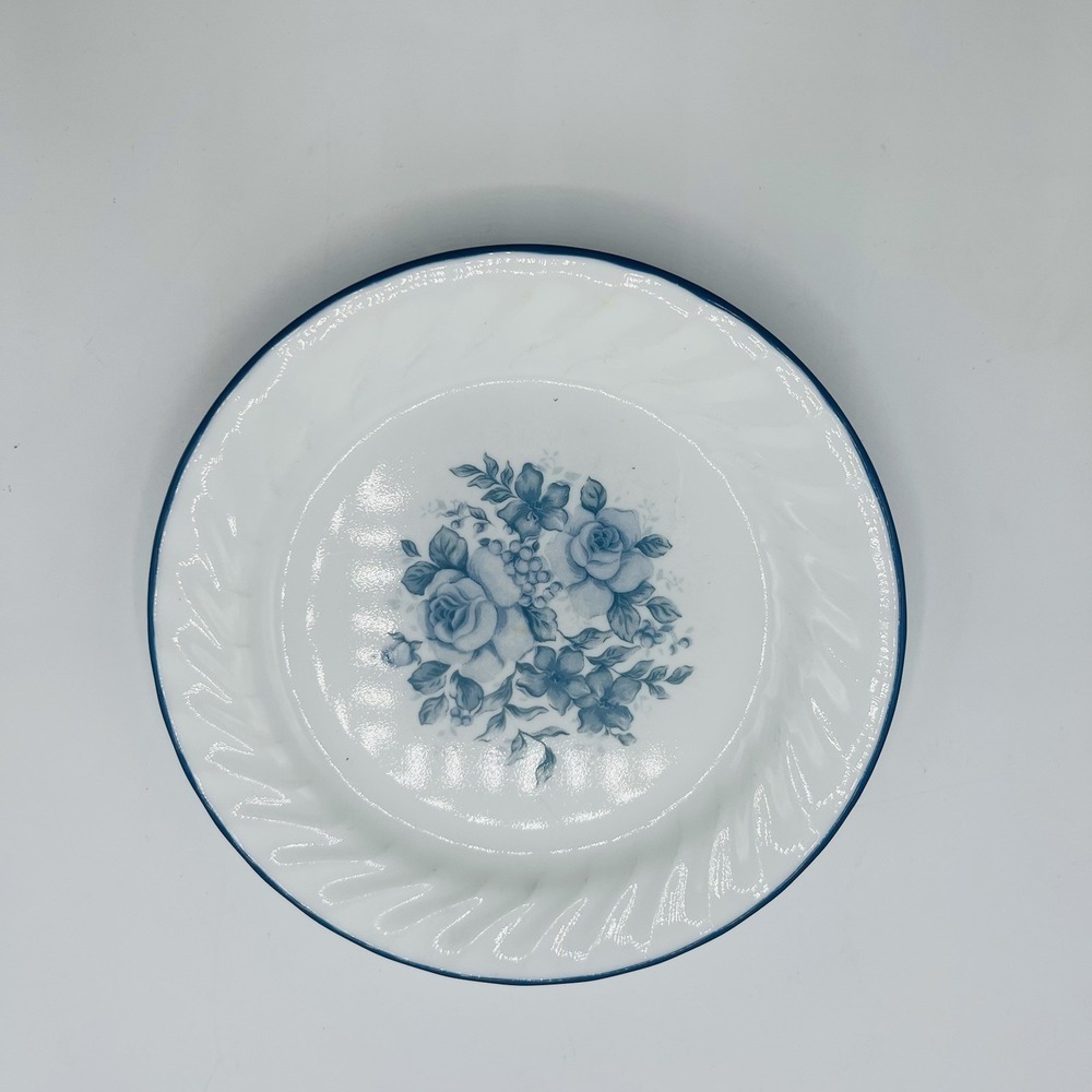 Vintage Corelle by Corning Blue Velvet Rose 7" Side Salad Bread Plate Set Of 3